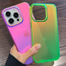 适用于 iPhone 15 14 Pro Max 13 12 的奢华彩色激光磨砂透明硅胶软壳 透明防震保护后盖