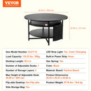VEVOR Lift Top Coffee Table Round Rectangle Table with Extra Storage Pockets Pop Up & Flipable Coffee Table for Living Room