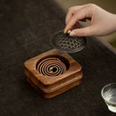 Walnut Wood Incense Burner Household Moxibustion Base Indoor Sandalwood Incense Holder Mugwort Pillar Incense Burner Decoration