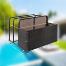 Outdoor Storage Solution with Convenient Mobility Poolside Float Storage Basket, PE Rattan Pool Caddy with Rolling Wheels