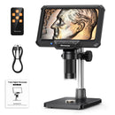 7inch Digital Microscope 1200X Magnification for Coin PCB Circuit Repair 16MP HD Soldering Microscope with Lights, PC View