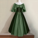 Women Patchwork Medieval Renaissance Dress Halloween Gothic off Shoulder Retro Long Dress