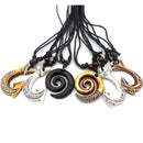 12pcs/Lot Imitation Bone Carved NZ Maori Fish Hook Charm Necklaces Jewelry for Men Women Tribal Wax Rope Chain Adjustable gift