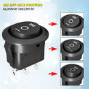 5PCS Round KCD1 Rocker Switch 12V 3 Pin 3 Position ON Off ON 10A/125V DC SPDT Circle Toggle Switch with Wires for Auto Car Boat