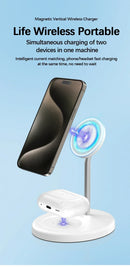 Magnetic Wireless Charger Stand 30W 2 in 1 Phone Charging Station Dock For iPhone 15 14 13 12 Pro Max AirPods Fast Chargers