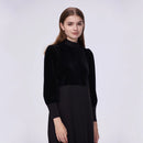AP 2025 New Arrival Women Autumn Velvet Patchwork Dress Elegant Lady Maxi Dress Fashion