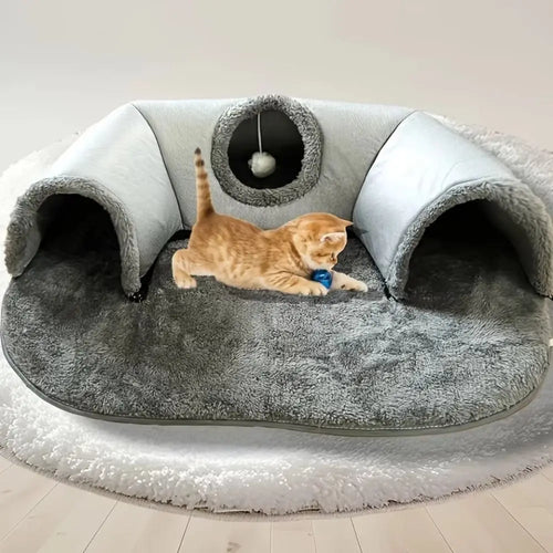 Warm Non-Slip Base Cat Tunnel Bed U-shaped Removable Washable Cat House Anti Dirty Cat Nest Pet Interactive