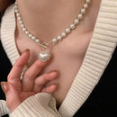 White Imitation Pearl Bead Necklace Women Crystal Stone Heart Pendant Cute Girl Jewelry Necklace Collier Femme