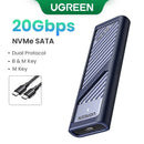 UGREEN M.2 NVMe/SATA SSD Enclosure 20Gbps USB-C 3.2 Gen2 External Enclosure Supports M and B&M Keys 2280 SSD Aluminum Shell