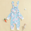 Easter Bunny Print Cotton Blend Long Sleeve Rompers for Infant Boys and Girls Hooded Spring Bodysuits with Cute Rabbit Design