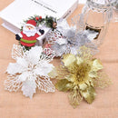 5pcs 9cm Large Artificial Flowers Christmas Tree Pendant Hollow Simulated Flower Christmas Decoration For Wedding Party New Year