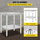 SucceBuy Kitchen Work Bench Commercial Catering Table Worktable with Undershelf Stainless Steel 330LBS 286LBS Restaurant Garage