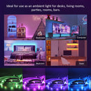 LED灯条，超长RGB 5050 LED灯带，带遥控器，彩色变换灯带，带12V电源适配器，适用于卧室