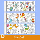 90cm Animal Canvas Children's Drawing Roll DIY Coloring Paper Roll Color Filling Graffiti Paper-cut Painting Educational School