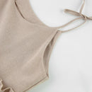 Cotton Linen Suspender Dress Spring and Summer Women's Beach Style Fake Casual Loose Soft Ruffled Edge A-line Suspender Dress