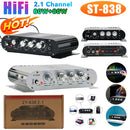 ST-838 HiFi 2.1声道功率放大器 立体声低音功放 RMS 80W*2 D类迷你媒体播放器 MP3车载家用功放 黑色