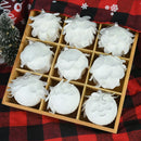 3个/盒圣诞树装饰品白色闪粉花瓣形状球泡沫雪球圣诞吊坠新年家居挂饰
