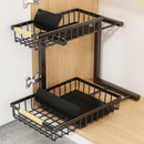 2-level metal storage rack under the sink, with sliding drawer