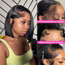 13x4 13x6 HD Bone Straight Lace Frontal Human Hair Brazilian 100% Short Bob Wig For Women 200% Straight Lace Front Bob Wigs