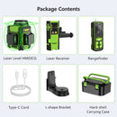 Huepar HM03CG Laser Level Green Beam 12 Lines Self-leveling Cross Line Tools With Rangefinder & Detector & Hard Carry Case
