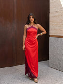 The Suzette | Color-Block Scarf-Collar Maxi Dress