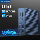 Acasis 40Gbps 21-in-1 USB-C Docking Station| Max 90W Output 8K 60HZ TF SD 4.0 |USB-C Hub for Video Editing & Pro Workstation