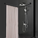 Shower Curtain Rail L Shape No Drilling Rail Corner Stainless Steel Telescopic Rod with Shower Curtain Rings
