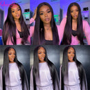 Queenlike Straight Human Hair Bundles with 2x6 Deep Middle Part HD Lace Closure 12A Brazilian Raw Hair Bundles with Closures