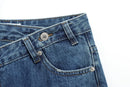 HH Women Trendy Cross Waist Wide Leg Jeans Asymmetrical Button Fly High Waist Baggy Denim Pants For Streetwear Y2K Outfits