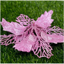 5pcs 9cm Large Artificial Flowers Christmas Tree Pendant Hollow Simulated Flower Christmas Decoration For Wedding Party New Year