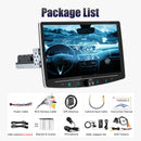 ESSGOO Android 14 4+64G Carplay Car Stereo Radio 1 DIN 10.1" Rotatable Screen GPS NAVI RDS w/ Microphone Knob Colorfull Button