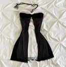 Solid color lace dress with bow decoration sweet casual Y2K top sexy street rock aesthetic retro punk Harajuku hop women's dress