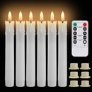6/12Pc 6.6inch LED Flameless Taper Candles with Remote Flickering CandleSticks Plastic Window Candles for Halloween Christmas