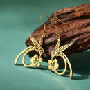 Skyrim Hummingbird Flower Pendant Drop Earring Stainless Steel Gold Color Women's Earrings Animal Jewelry Christmas Gift New In