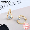 OXTAO 925银麻花圈耳环 6.5毫米莫桑石单钻D色VVS1闪耀钻石女士奢华珠宝礼品