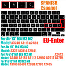 Spanish layout Keyboard Cover for For MacBook Air 13.6/15 M4 M3 M2 A3240 A2941 A3241 A3114, MacBook Pro 14" 16" 13"  12" black
