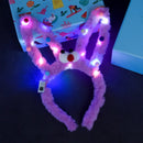LED 14 Lamp Long Rabbit Ear Headband  Flashing Colorful String Lamp Luminous Hairband Birthday Party Christmas Easter Headband