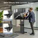 Heavy Duty Mobile TV Floor Stand Trolley with Wheels and Storage Shelf Support Rotate Vertically
