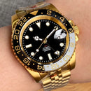 Tandorio Yellow Gold NH34AA GMT Mechanical Men Watch 24 hours Gold Ceramic Insert 20bar Waterproof Luxury Diver Clock Rejor 40mm