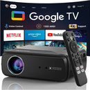 [Google TV/Android 14]4K 投影仪全高清 1080P 家庭影院 Netflix 认证户外电影智能自动对焦投影仪