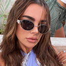 DDDLONG Metal Fashion Punk Sunglasses Women Round Sun Glasses Classic Vintage UV400 Party Beach Travel Outdoor Shades Men D457