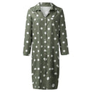 Summer Polka Dot Print Maxi Dress Women's Button Up Split Flowy Shirt Long Dresses Slim Long Sleeve Shirts Dresses With Belt