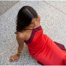  Women Sexy Color Blocking Halter Maxi Dresses Elegant Backless Off shoulder Sleeveless Slim Gowns 2026 New Lady Party Vestidos