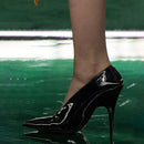 2025 Women's Summer New High Heel Sandals, Pointed Sexy Party Banquet, European and American Large Hollow Sandals