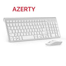 法文无线键盘 2400DPI 鼠标 2.4Ghz 超薄 AZERTY 键盘鼠标套装，便携静音人体工学 - 粉色/银色