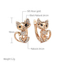 Kinel New 585 Rose Gold Cute Cat Earrings for Women Micro Wax Inlay Natural Zircon Earring Fashion Birthday Party Girl Jewelry
