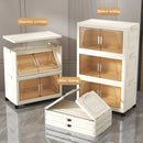 3/4-layer Stackable Storage Bins Storage Box with Lid Collapsible Storage Cabinet Organizers with Wheels for Shoes Home Office