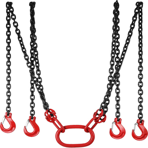 SucceBuy Lifting Chain Sling Lifts 5Tonne 1.5M 3M 4M X 5/16 Inch Heavy Duty With 4 Legs Grade Hooks and Adjuster G80 Alloy Steel