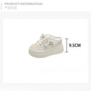 9.5cm Increasing Height Women Slippers 2024New Summer Autumn Canvas Mules Shoes Ladies Round Toe High Wedge Platform Slides Shoe
