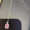 Huitan Two-tone Pendant Necklace with Pink Cubic Zirconia Sweet Women's Neck Accessories Wedding Party Luxury Fashion Jewelry